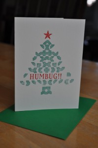 Photo of Christmas card printed letterpress