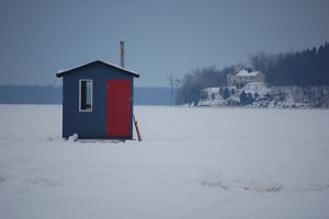 Ice-fishing huts on the Ottawa River